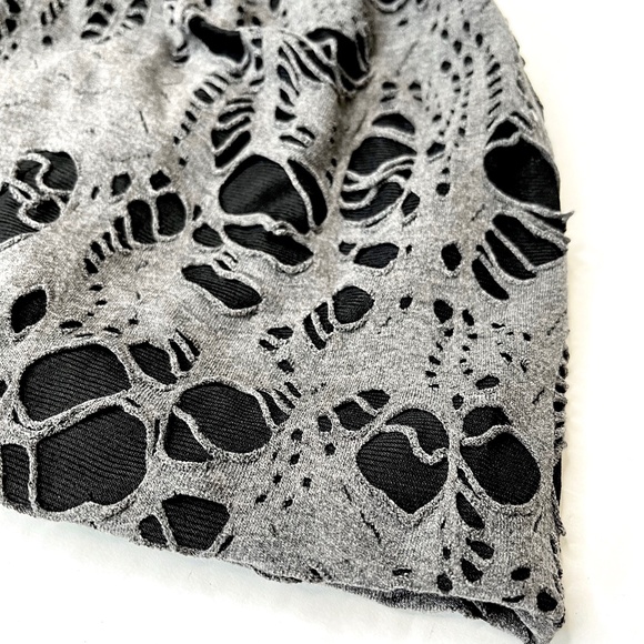 Mummy Hat Gray Black Ripped Beanie Cut Out Distressed Mens Women Cosplay Costume - Picture 3 of 5